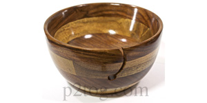 Turned wooden yarn bowl