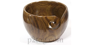 Turned wooden yarn bowl